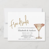 Invitation Boissons Gratuites,Verre à Champagne Élégant en Fo (Devant)