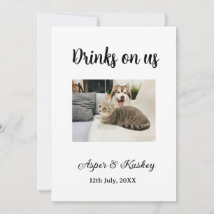 Invitation Boissons offertes bar ouvert photo de mariage coup