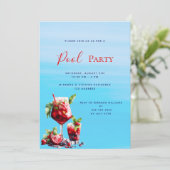 Invitation Boissons rouges eau bleue Pool Party (Debout devant)