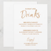 Invitation Boissons Signature | Lettres Rose Doré Élégant (Devant / Derrière)