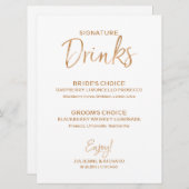 Invitation Boissons Signature | Lettres Rose Dorée Élégante (Devant / Derrière)