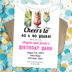 Invitation Boissons Tropicales Double Anniversaire Adulte