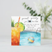 Invitation Boissons tropicales et fête de la piscine (Debout devant)