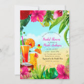 Invitation Boissons Tropicales & Fleurs Réception de Mariage (Devant)