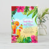 Invitation Boissons Tropicales & Fleurs Réception de Mariage (Debout devant)