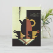 Invitation Boissons vintage Pot à café avec tasses (Debout devant)