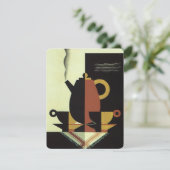 Invitation Boissons vintages, Cafetière avec tasses Invitatio (Debout devant)