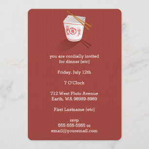 Invitation Boite à emporter du restaurant chinois