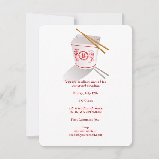 Invitation Boite à emporter du restaurant chinois (Devant)