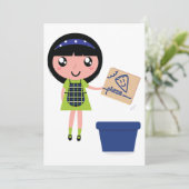 Invitation Boîte à pizza Recycling Girl Amusante Éco-Friendly (Debout devant)