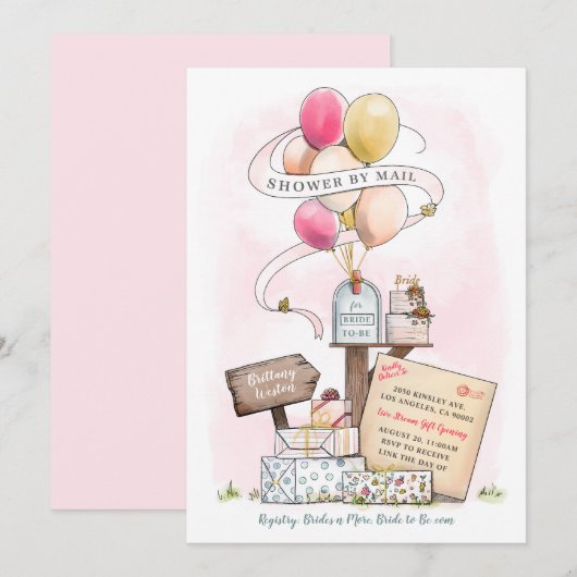 Invitation Boîte aux lettres de Fête des mariées virtuelle de (Devant / Derrière)