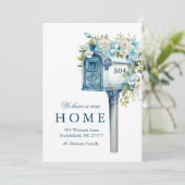 Invitation Boîte aux lettres florale Nouvelle maison Nous avo (Debout devant)