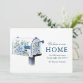 Invitation Boîte aux lettres florale Nouvelle maison Nous avo (Debout devant)