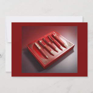 Invitation Boîte Cadeau Et Cinq Stylos À Ballpoint Uniques