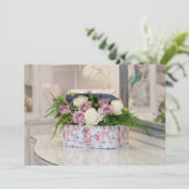 Invitation Boîte Cadeau Fleur Vintage (Debout devant)