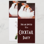 Invitation BOÎTE DE COCKTAIL OURS POLAIRE, blanc marron rouge (Devant / Derrière)