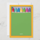 Invitation Boîte de Crayons Kindergarten Party (Dos)