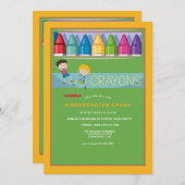 Invitation Boîte de Crayons Kindergarten Party (Devant / Derrière)