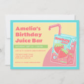 Invitation Boite de jus de fraises fête d'anniversaire (Devant)