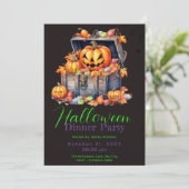 Invitation Boite en bois de bonbon Black Diner d'Halloween (Debout devant)