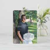 Invitation Boîte photo et bandes bleues (Debout devant)