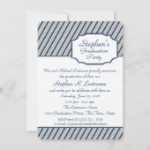 Invitation Boîte photo et bandes bleues (Dos)