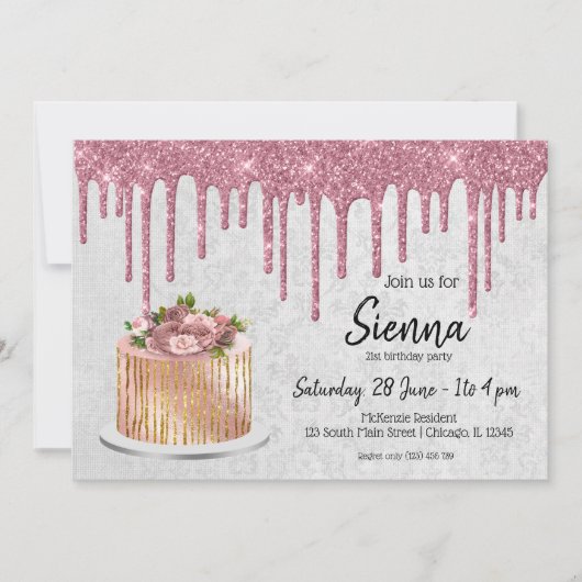 Invitation Boites de gâteau Mariage d'anniversaire (Devant)