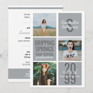 Invitation Boîtes de plaisir de 3 photos Silver Gray pour la 