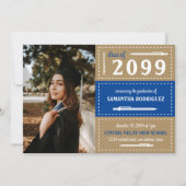 Invitation Boîtes et crayons à pointes bleu et or (Devant)