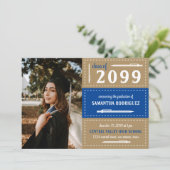 Invitation Boîtes et crayons à pointes bleu et or (Debout devant)