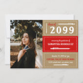 Invitation Boîtes et crayons à pointes rouge et or Graduation (Devant)