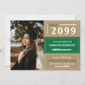 Invitation Boîtes et crayons à pointes vert et or Graduation (Devant)