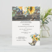 Invitation Boîtes et lumières rustiques en bois de tournesol (Debout devant)