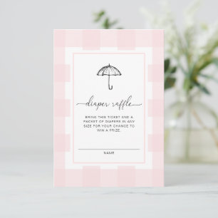 Invitation Boîtier à rabat rose En vichy parapluie