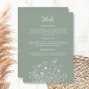 Invitation Boîtier de détails floral Sage Green White Script