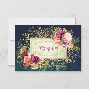 Invitation Boîtier de Mariage turquoise, Navy, Gold Bold Flor