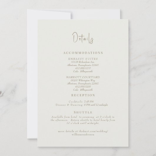 Invitation Boîtier Détails du Mariage de crème (Devant)