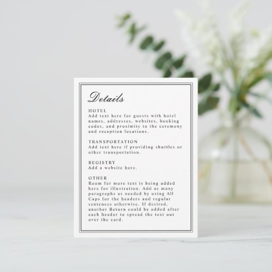 Invitation Boîtier noir et blanc Absolute Classic Script (Debout devant)