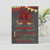 Invitation Boîtier Red Gold Boy Boxe Boxe Baby Shower Invitat (Debout devant)