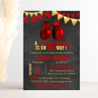 Boîtier Red Gold Boy Boxe Boxe Baby Shower Invitat