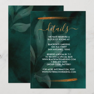 Invitation boîtier vert émeraude et feuille moderne