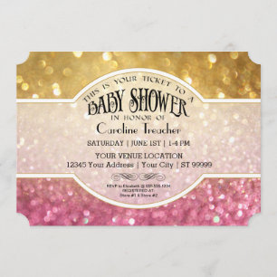Invitation Bokeh Baby Movie Premier Style Billet rose étincel