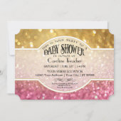 Invitation Bokeh Baby Movie Premier Ticket Style Rose Paillet (Devant)