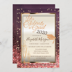 Invitation Bokeh, Bac de Parties scintillant, Diplôme en Verr