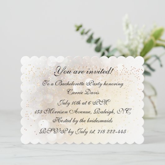 Invitation Bokeh Bachelorette (Debout devant)