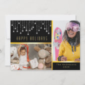 Invitation Bokeh Christmas Poinsettia Fairy Lights Gold Photo (Devant)