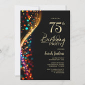 Invitation Bokeh coloré 75e fête d'anniversaire (Devant)