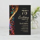Invitation Bokeh coloré 75e fête d'anniversaire (Debout devant)