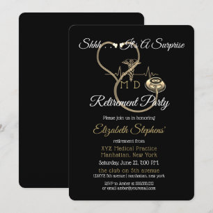 Invitation Bokeh Doctor Stethoscope Surprise Retirement Party