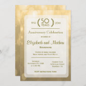 Invitation Bokeh doré | 50e anniversaire (Devant / Derrière)